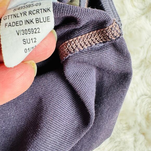 Gap Fit Womens Cotton Lycra Faded Ink Blue Racerback Tank Top Size Small Vintage - Picture 7 of 8